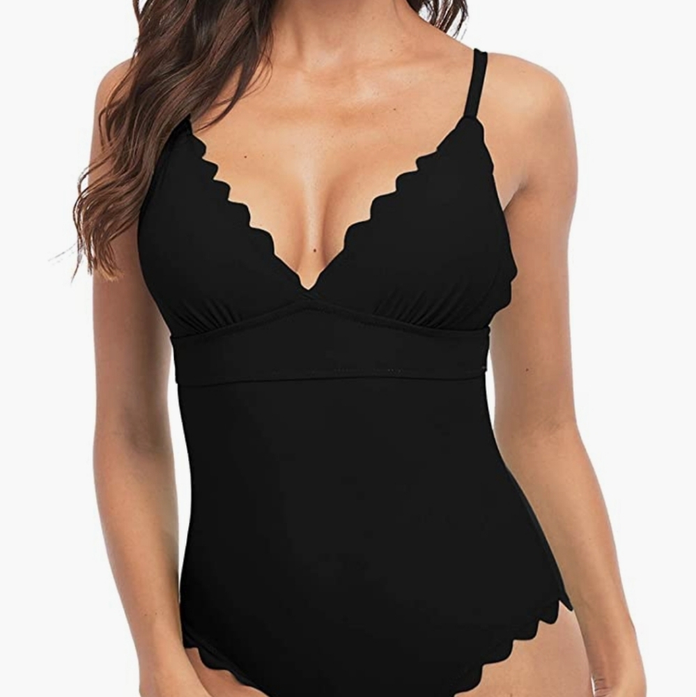 Black sexy one piece swimsuit size Lg